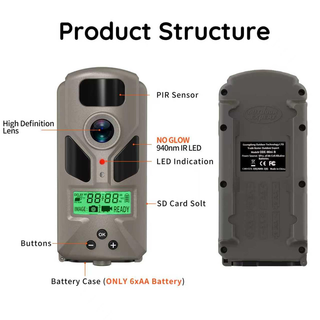 Outdoor Expert MiniB gray trail camera front view2