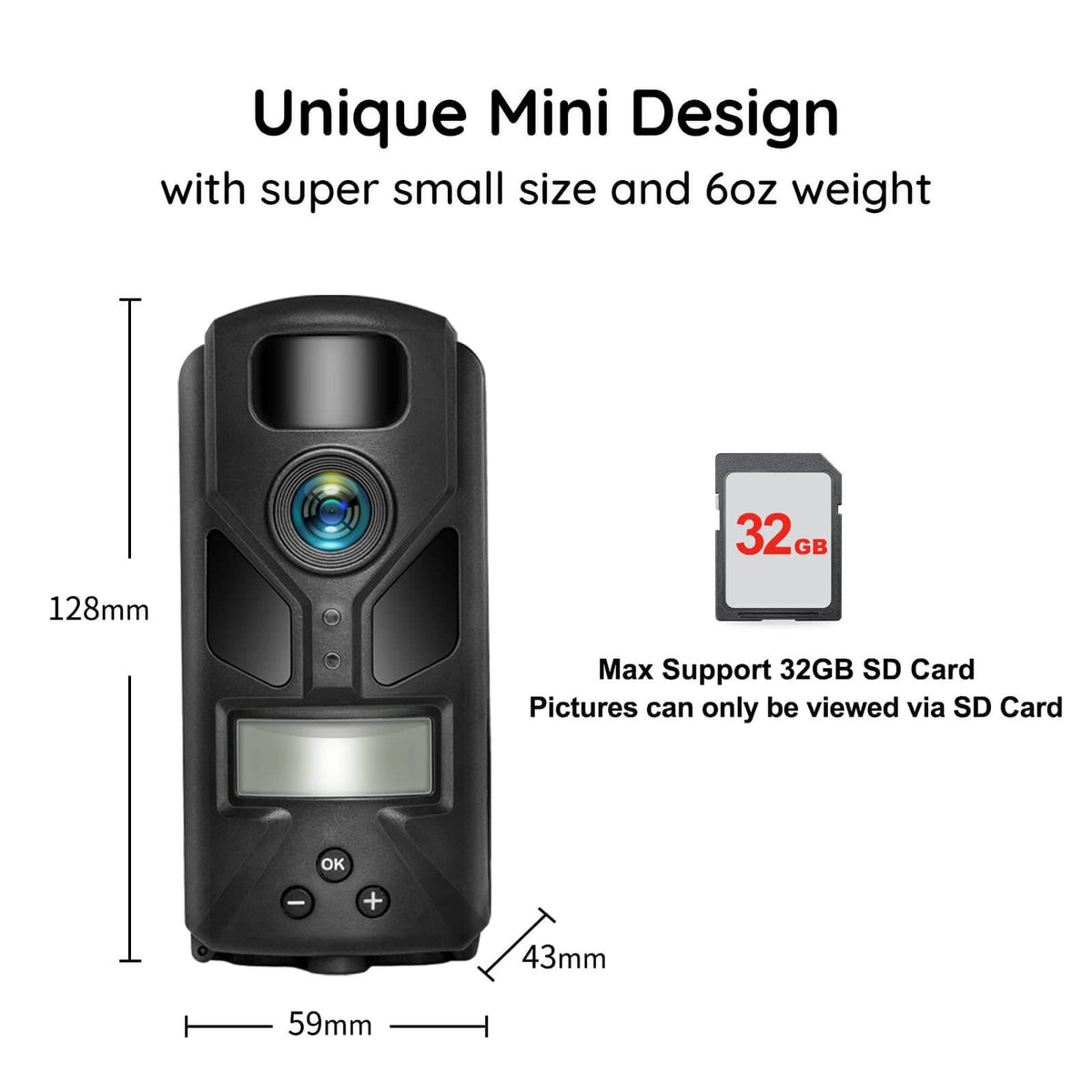 Outdoor Expert MiniB black trail camera front view